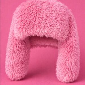 Fluffy Pink Bunny Ear Hat for Kids
